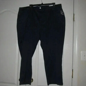 NWT CATHERINES Sateen Stretch Straight Leg Blue Pants Plus Size 30W Petite